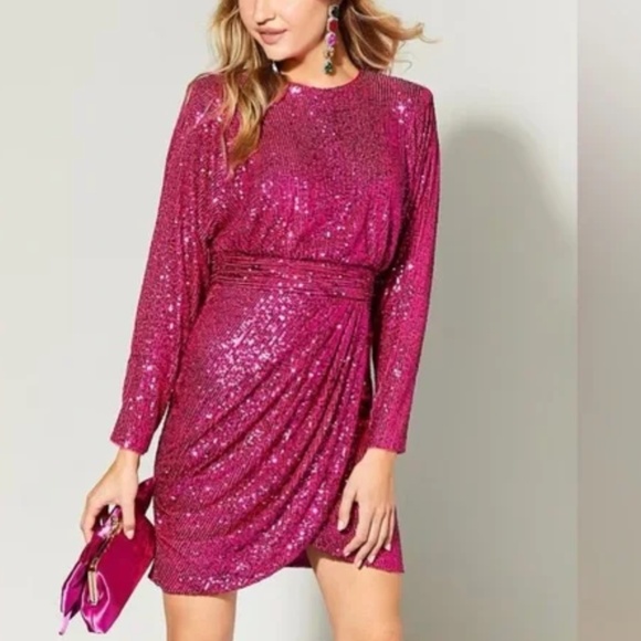 Eliza J Dresses & Skirts - ELIZA J Women's Sequined Long-Sleeve Cocktail Dress, Size 4